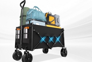 a collapsible wagon full of items