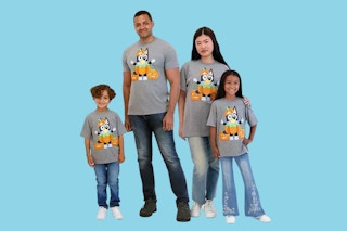 people wearing bluey halloween tees