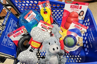 kong dog toys in a cart