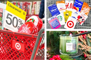 50% off christmas clearance, gift cards, and candle