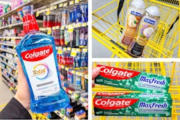 dollar general colgate and softsoap 3-photo collage