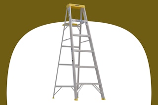 Stock photo of a Werner 6-foot Step Ladder over white/olive max shape background