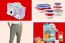 kids' camera, pyrex food storage, women's joggers, fisher-price cafe playset