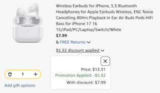 earbuds Amazon receipt