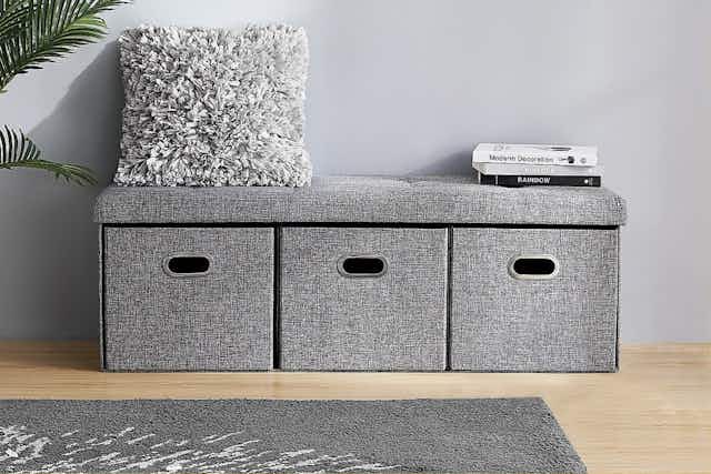 Ornavo Folding Storage Bench With Pull-Out Drawers, $35 at QVC (Reg. $65) card image