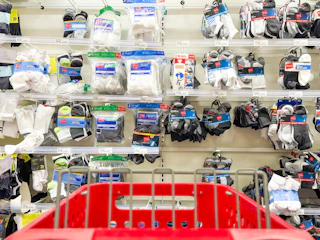hanes kids socks sitting on a target shelf