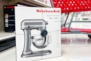 kitchenaid bowl lift stand mixer sitting in front of a target cart