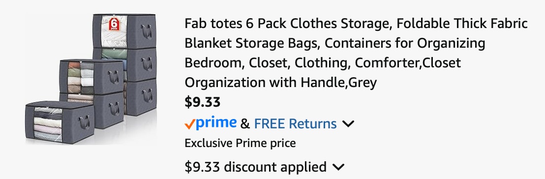 storage bin Amazon receipt
