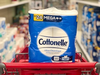 toilet paper package in shopping cart