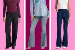 3 pairs of womens jeans from different brands to showcase different styles