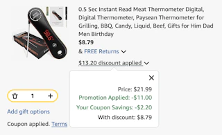 meat thermometer Amazon receipt