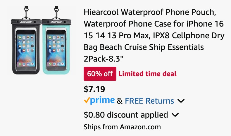 Hiearcool Waterproof Phone Pouch  2 pack