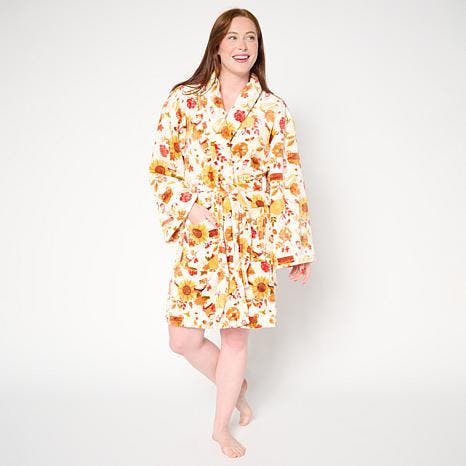 Printed Plush Tie-Front Robe