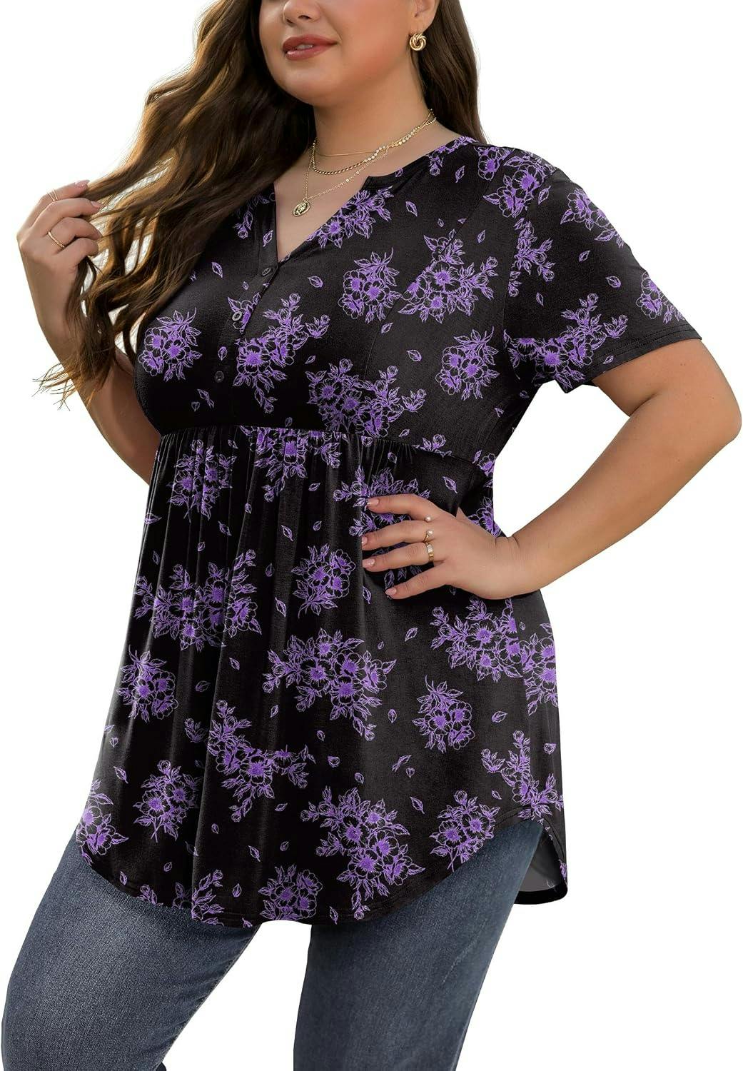 Women's Plus Size Henley Tunic