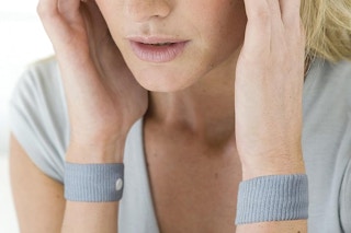 a woman wearing sea-bands