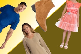 men's Hanes tees, Time and Tru women's boots and waffle tunic, Moana cosplay dress