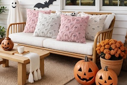 ghost throw pillows on patio furniture