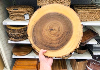 hand holding wood tray