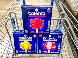 three boxes of talenti mini sorbetto bars in walmart cart