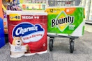charmin and bonuty packs and a shopping cart