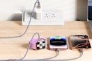 charger connected to multiple electrons on table
