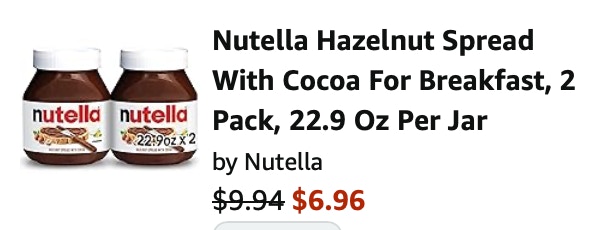 Nutella Amazon receipt