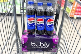 pepsi and bubly in a cart
