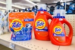 three tide detergents on shelf
