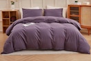  ECOCOTT Purple Duvet Cover Super King Size on a made bed.