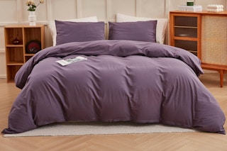  ECOCOTT Purple Duvet Cover Super King Size on a made bed.