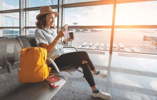 Woman at airport gate