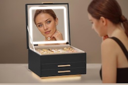 Jewelry Box With LED Mirror Lights, Only $19.89 on Amazon (Reg. $63) card image