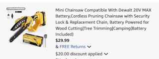mini chainsaw Amazon receipt