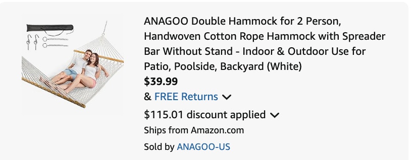 Hammock Amazon receipt