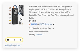 AIRSURE Tire Inflator Portable Air Compressor