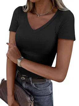 ANRABESS Women's V-Neck Tee
