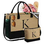 Initial Tote Bag and Makeup Bag Set
