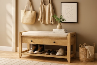 Home Depot entryway storage bench