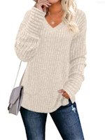 Women's Long-Sleeve V-Neck Sweater
