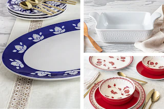 serving plate, dinnerware set, and casserole dish