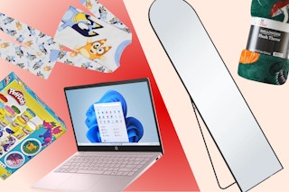 Play-doh playset, Bluey pajamas, HP laptop, full-length mirror, Mainstays throw blanket