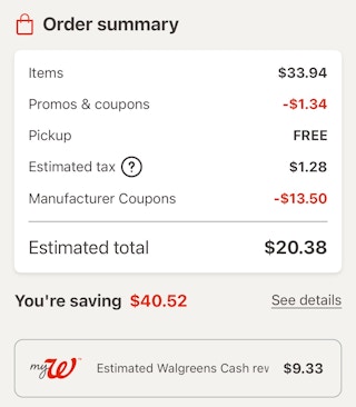 walgreens sreenshot haul