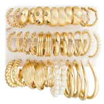 Gold Hoop Earrings Set