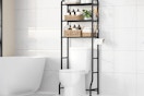storage rack over a toilet
