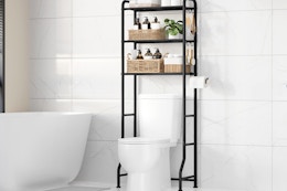 storage rack over a toilet