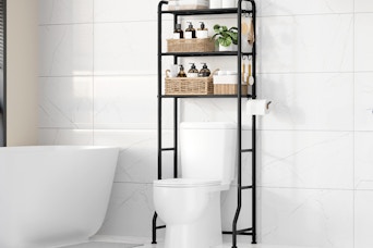 storage rack over a toilet