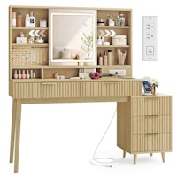 Vanity Desk with Sliding Mirror