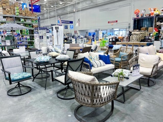 Patio furniture on display at Lowe's