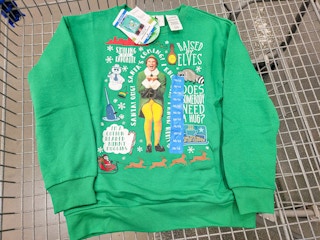 elf sweatshirt in a cart