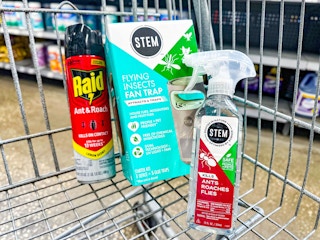 raid and stem pest control products in walmart cart